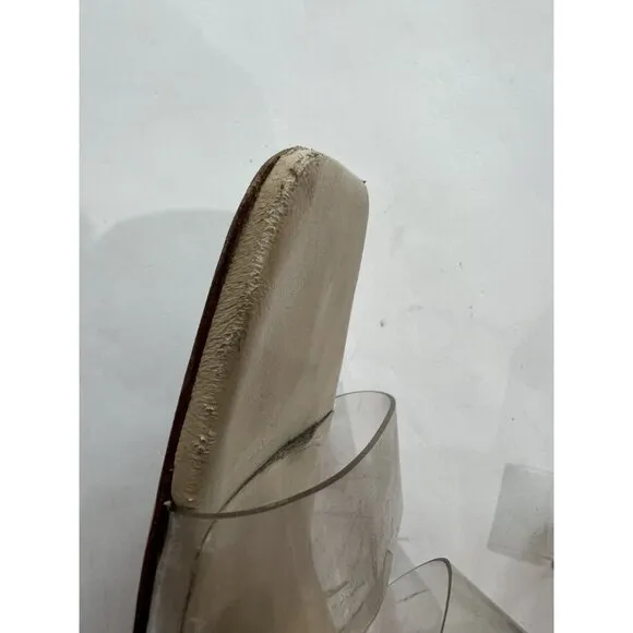 Cult Gaia Vinyl Slide Structural Heels Sandals in Clear