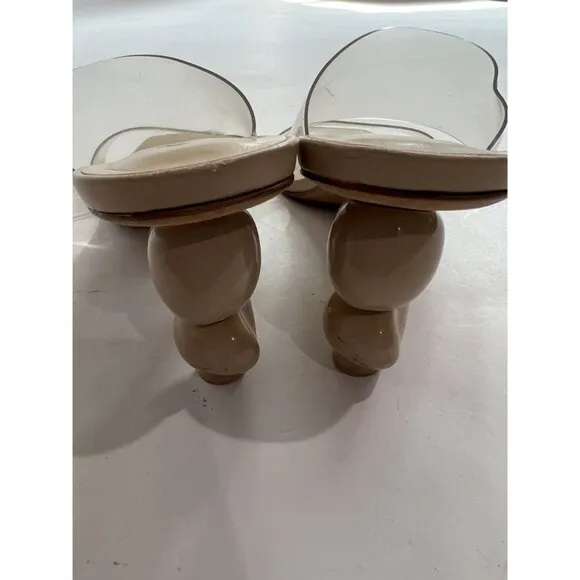 Cult Gaia Vinyl Slide Structural Heels Sandals in Clear