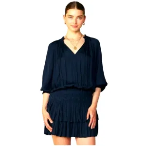 Current Air Elegant Navy Pleated Dress S