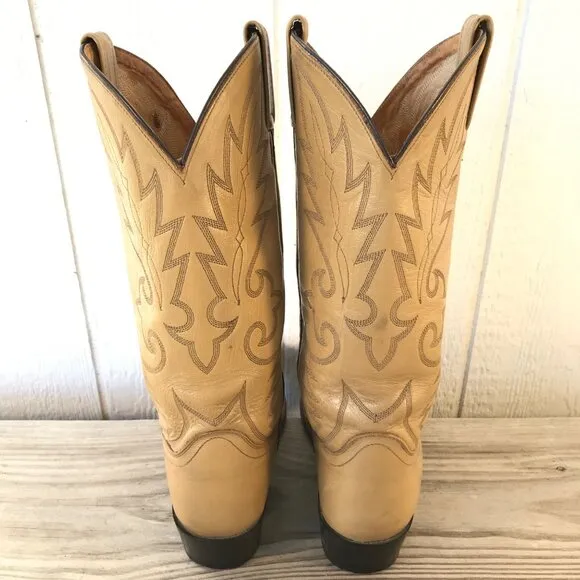 Dan Post  Classic Mens Blond Leather Cowboy Western Dress Boots 8.5 D DP2116R