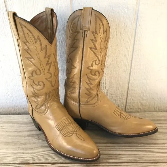 Dan Post  Classic Mens Blond Leather Cowboy Western Dress Boots 8.5 D DP2116R