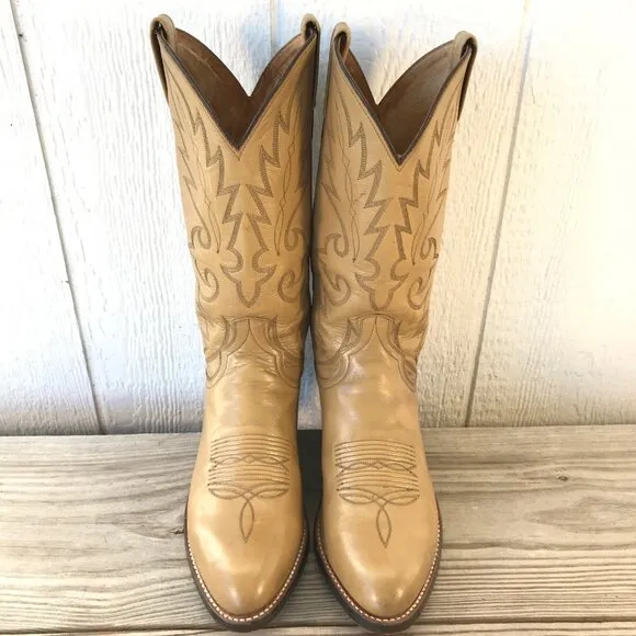 Dan Post  Classic Mens Blond Leather Cowboy Western Dress Boots 8.5 D DP2116R