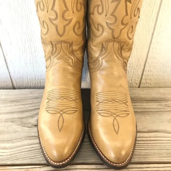 Dan Post  Classic Mens Blond Leather Cowboy Western Dress Boots 8.5 D DP2116R