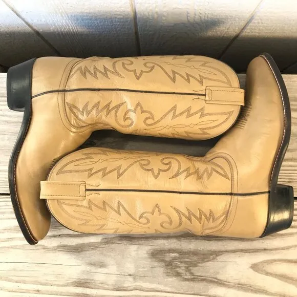 Dan Post  Classic Mens Blond Leather Cowboy Western Dress Boots 8.5 D DP2116R