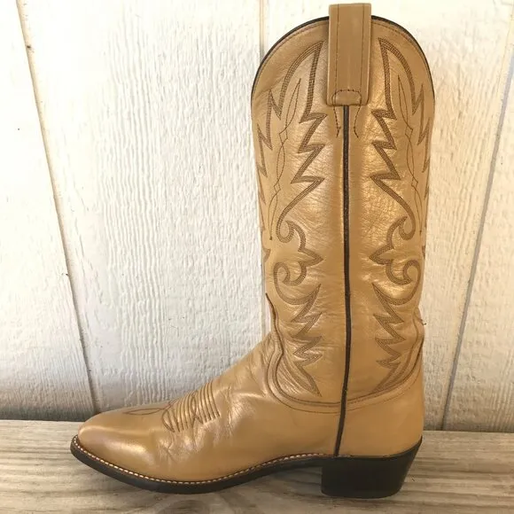 Dan Post  Classic Mens Blond Leather Cowboy Western Dress Boots 8.5 D DP2116R