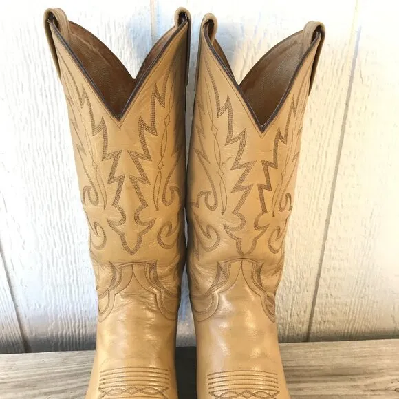 Dan Post  Classic Mens Blond Leather Cowboy Western Dress Boots 8.5 D DP2116R