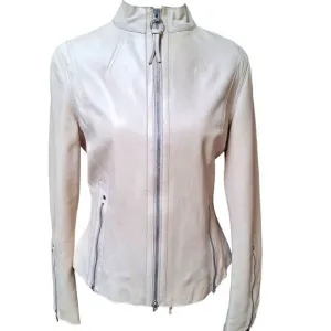 Danier Leather Moto Jacket cream size Small