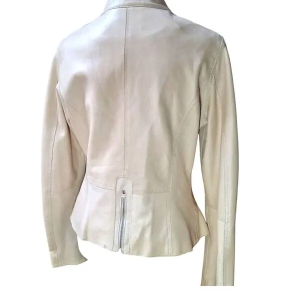 Danier Leather Moto Jacket cream size Small