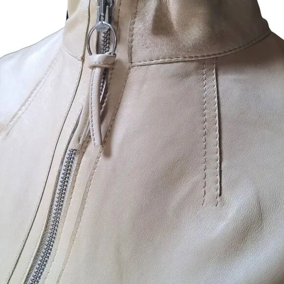 Danier Leather Moto Jacket cream size Small