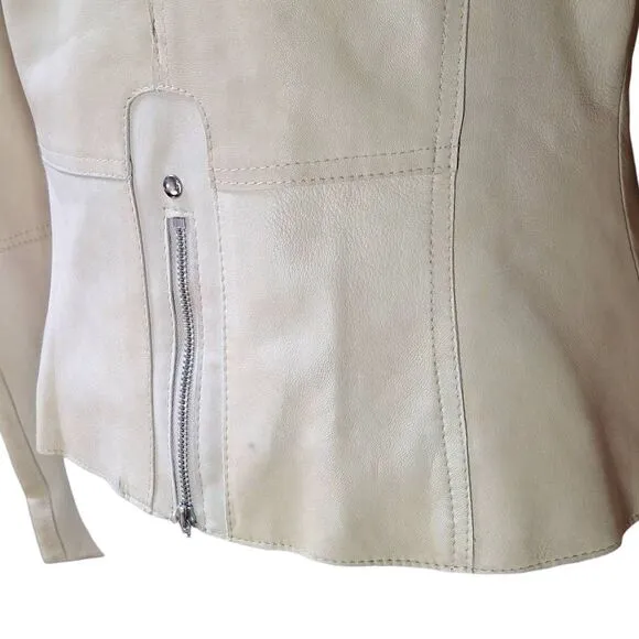 Danier Leather Moto Jacket cream size Small