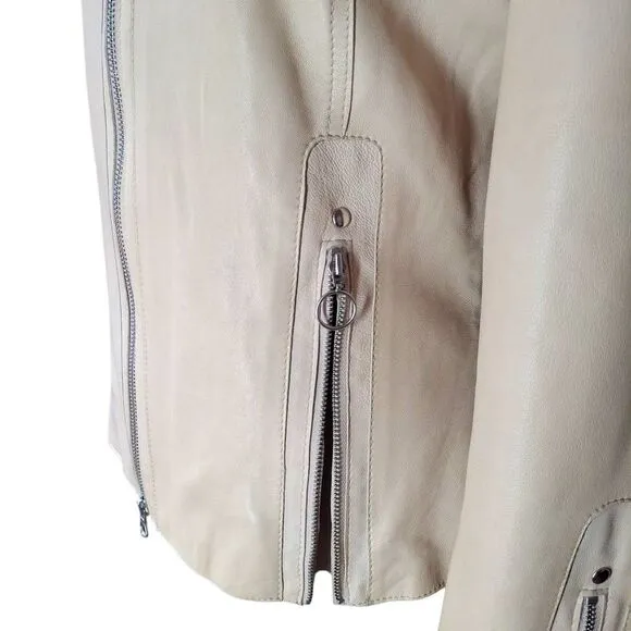 Danier Leather Moto Jacket cream size Small