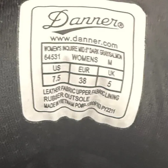 Danner Inquire Mid 5&quot; Boots Women’s 7.5 Vibram Gray Salmon Leather Hiking