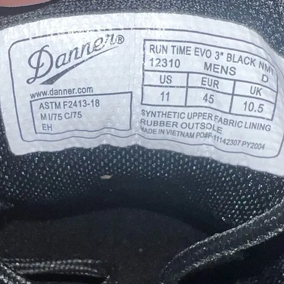 Danner Run Time EVO Black Composite Toe 3” NMT men’s size 11 Work Shoes