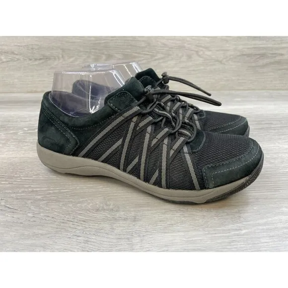 Dansko Honor 4509360295 Women's 6.5 Black Mesh/Suede Lace Up Casual Sneaker Shoe