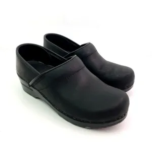Dansko Womens Size EU 37 US 6.5-7 Matte Black Leather Slip On Work Clog Shoes