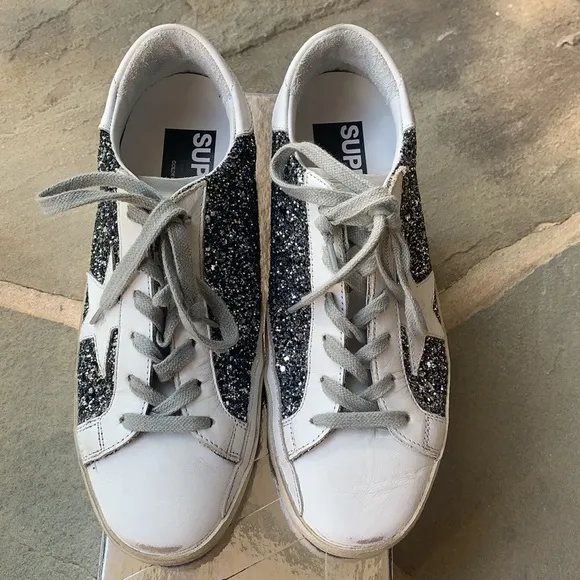 Dark Grey Glitter/White Golden Goose Sneakers