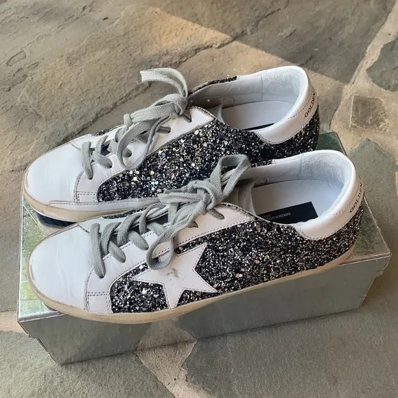Dark Grey Glitter/White Golden Goose Sneakers