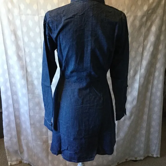 DENIM FLARED HEM BUTTON UP DRESS