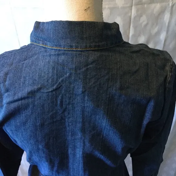 DENIM FLARED HEM BUTTON UP DRESS