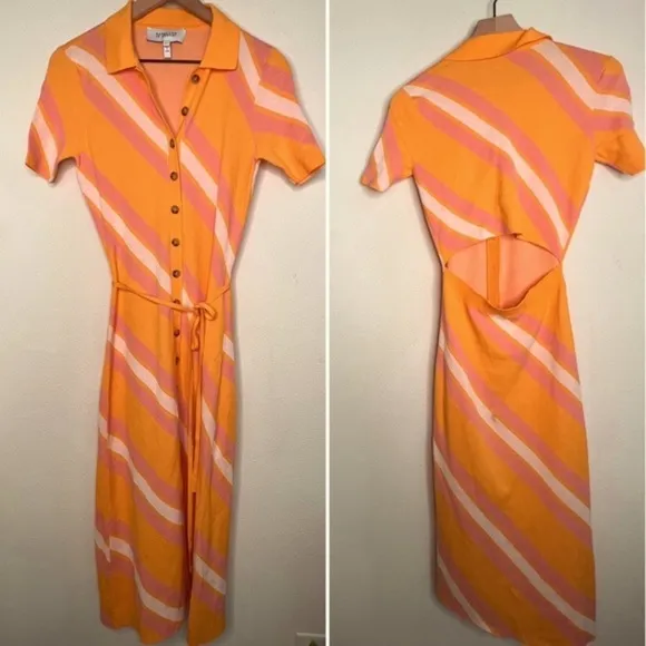 Derek Lam 10 Crosby Aurelia Striped Midi Shirtdress, size XS NWOT