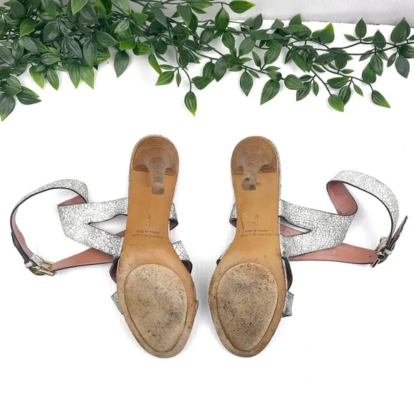 Derek Lam Leather Sandals 🔥🔥🔥Grey/white Distressed  Stiletto Heels size 8