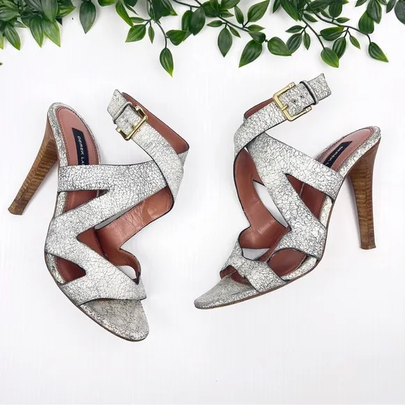 Derek Lam Leather Sandals 🔥🔥🔥Grey/white Distressed  Stiletto Heels size 8