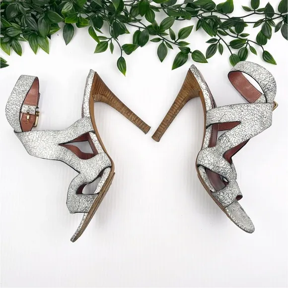 Derek Lam Leather Sandals 🔥🔥🔥Grey/white Distressed  Stiletto Heels size 8