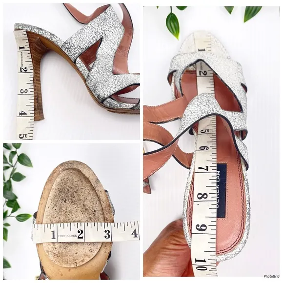 Derek Lam Leather Sandals 🔥🔥🔥Grey/white Distressed  Stiletto Heels size 8