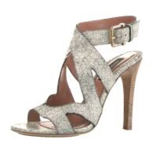Derek Lam Leather Sandals 🔥🔥🔥Grey/white Distressed  Stiletto Heels size 8