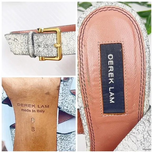 Derek Lam Leather Sandals 🔥🔥🔥Grey/white Distressed  Stiletto Heels size 8