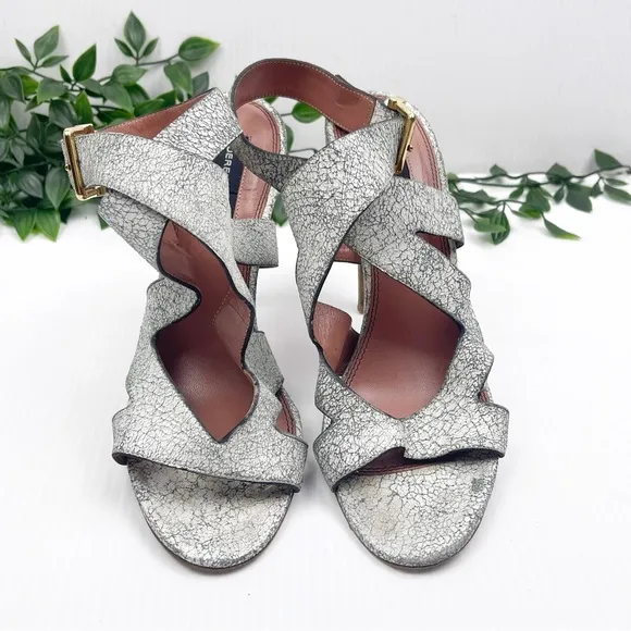 Derek Lam Leather Sandals 🔥🔥🔥Grey/white Distressed  Stiletto Heels size 8
