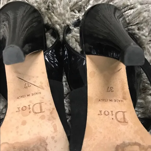 Dior patent leather black sandals heels