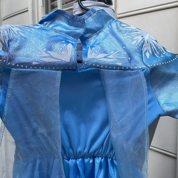 Disney Frozen Elsa Blue Costume Dress Girls Sz 4-6X with NEW BOOTS!