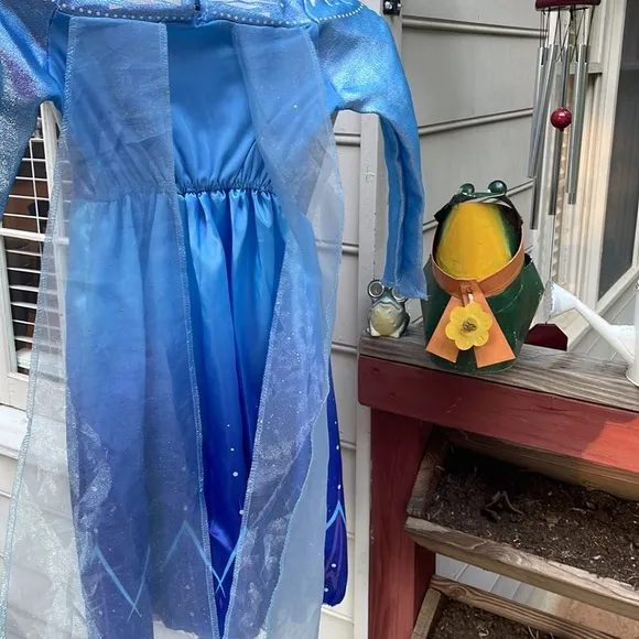 Disney Frozen Elsa Blue Costume Dress Girls Sz 4-6X with NEW BOOTS!