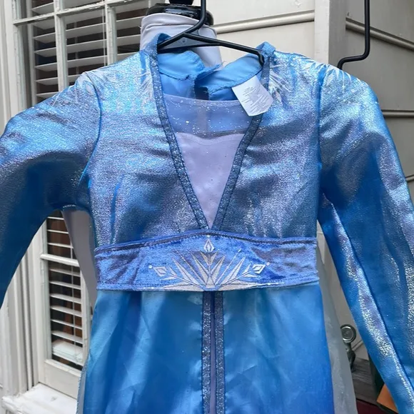 Disney Frozen Elsa Blue Costume Dress Girls Sz 4-6X with NEW BOOTS!