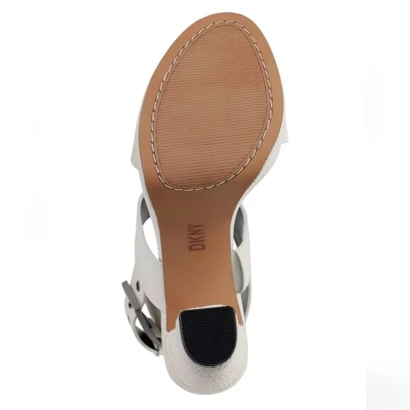 DKNY Eggnog Yadira Ankle Strap Slingback Platform High Heel Open Toe Sandals 8.5