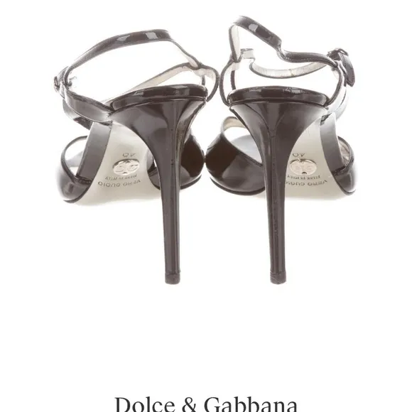 DOLCE &amp;GABBANA PATENT CROSSOVER SANDALS
