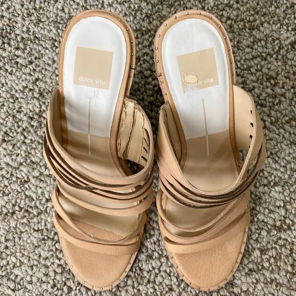 Dolce Vita Lorna Heels Size 9 Nude Sandals Leather Neutral Summer Vacation