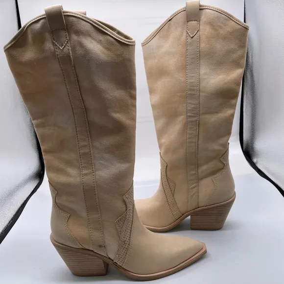 Dolce Vita Tall Navene Boots Vanilla Nubuck Size 6.5