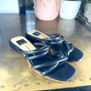 Dolce Vita Women Strappy Sandal Slide Slip on Block Heel Square Toe Black 7.5