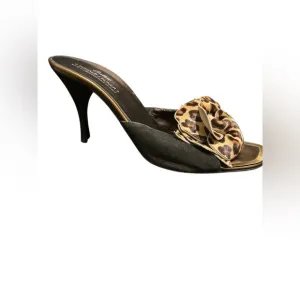 Donald J. Pliner Couture Slide On Mule with Calf hair Flower Detail