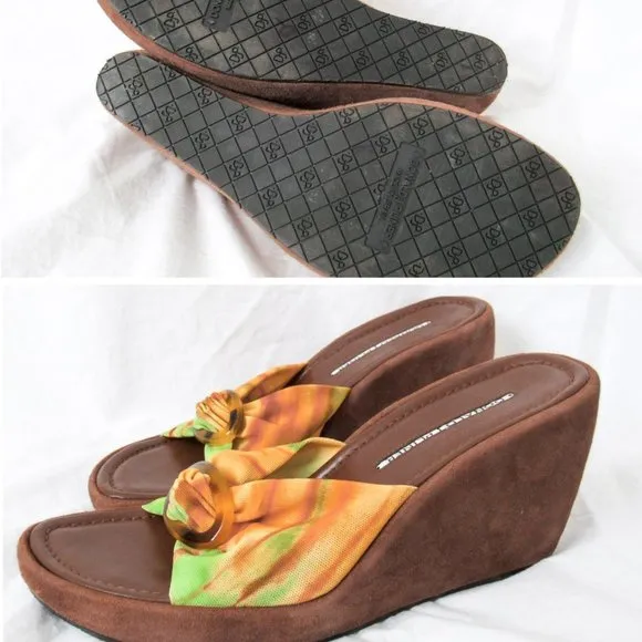DONALD J. PLINER Y2k Cutest Neon Stretch Knit Wedge Sandals Summer Sandals