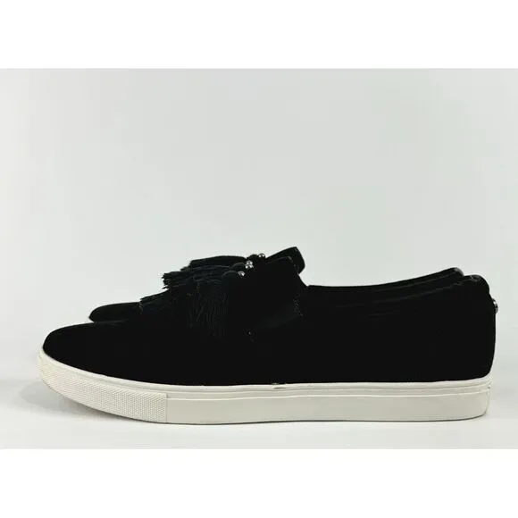 Donald Pliner Sallie Tassel Suede Slip On Sneakers Shoes Black‎ 9.5M