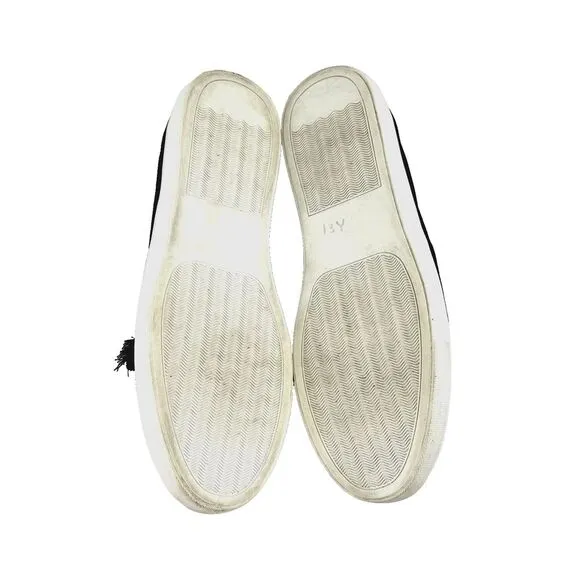 Donald Pliner Sallie Tassel Suede Slip On Sneakers Shoes Black‎ 9.5M