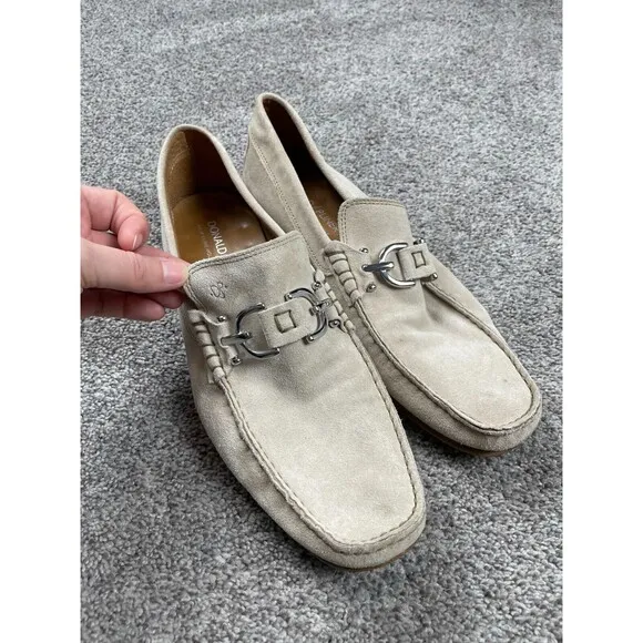 Donald Pliner Shoes Mens 10.5 Suede Loafer Slip On Preppy Casual Bit Bridle Flat