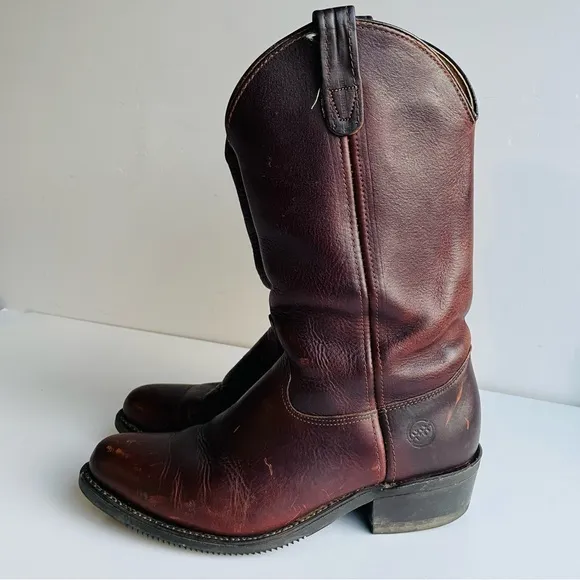 Double-H Boot Men's 12&quot; Leather Western Work Boot 1602 Size 10 EE Black Walnut