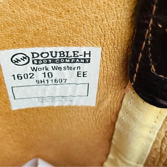 Double-H Boot Men's 12&quot; Leather Western Work Boot 1602 Size 10 EE Black Walnut