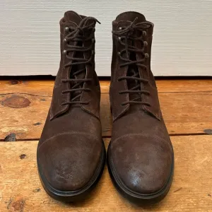 Doucal's Italian Brown Suede Leather Lace-Up Ankle Dress Boots