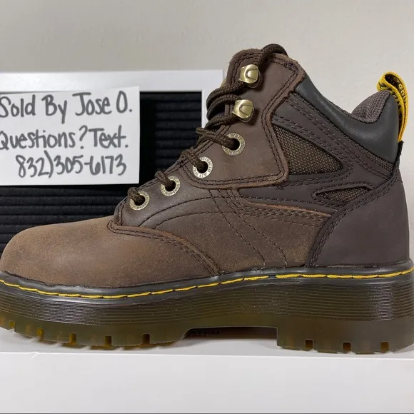 DR DOC MARTENS PLENUM WATERPROOF STEEL TOE WORK BOOTS WOMENS SIZE 5 LEATHER HIKE