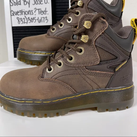 DR DOC MARTENS PLENUM WATERPROOF STEEL TOE WORK BOOTS WOMENS SIZE 5 LEATHER HIKE